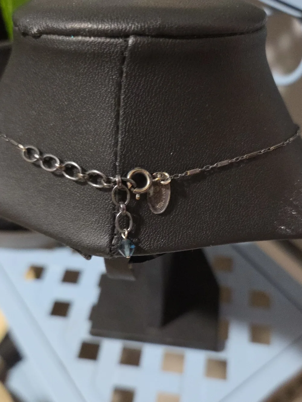 Liz Palacios SF Signed Y Drop Blue Crystal Necklace